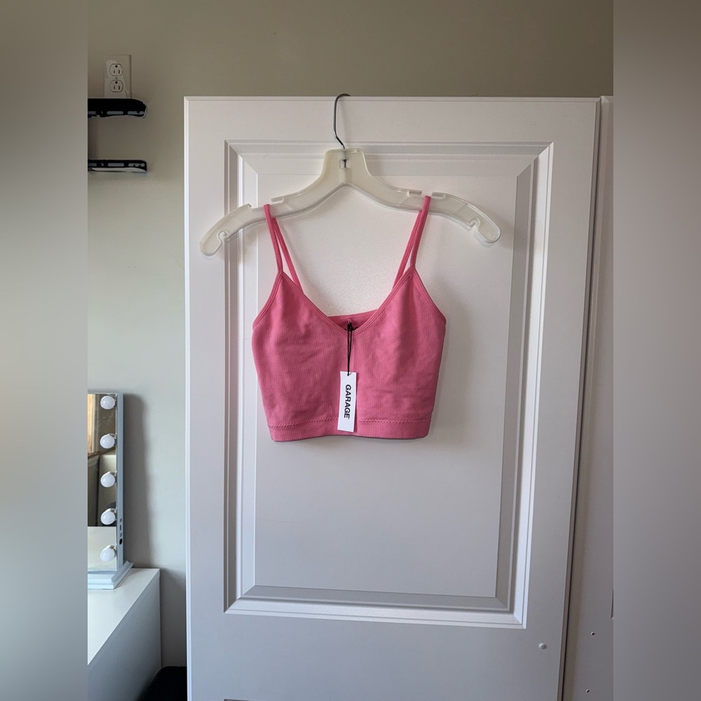 Garage neon Pink cropped tank top- NWT